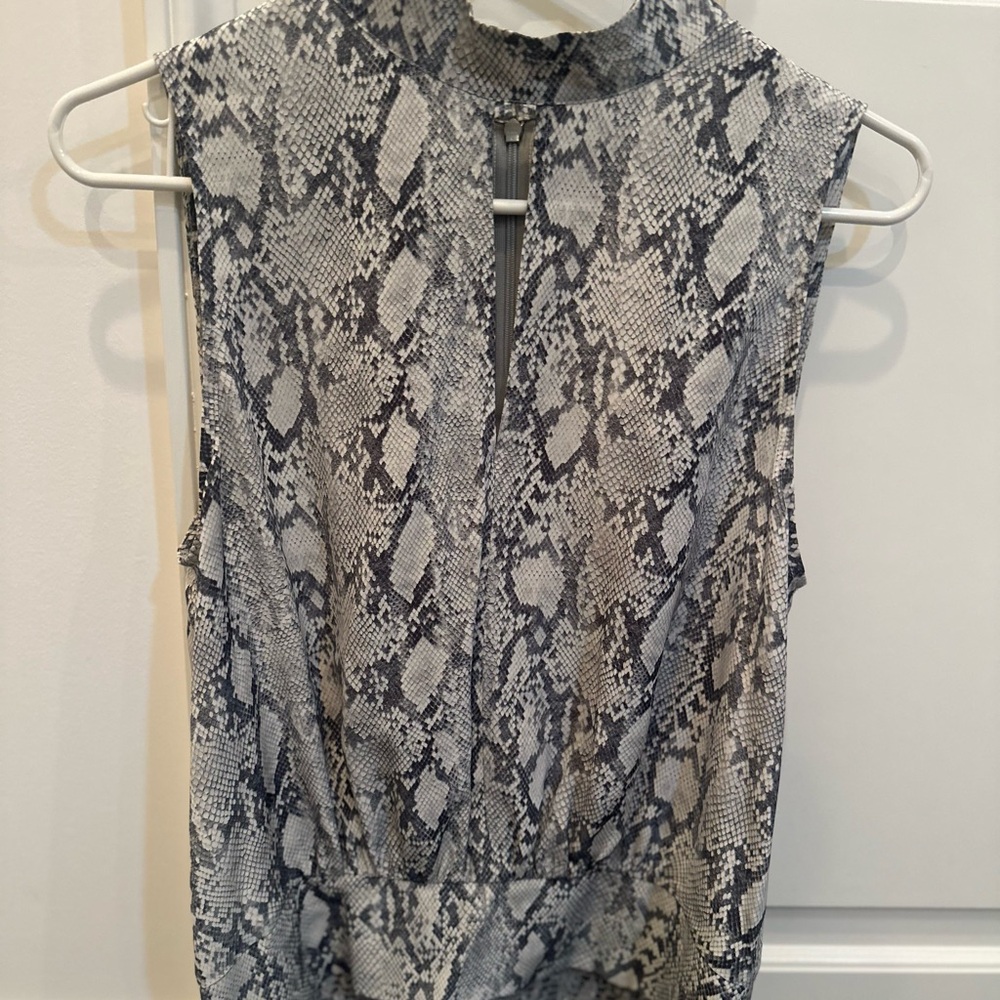 Frame Gray Snake Print Sleeveless Silk Top